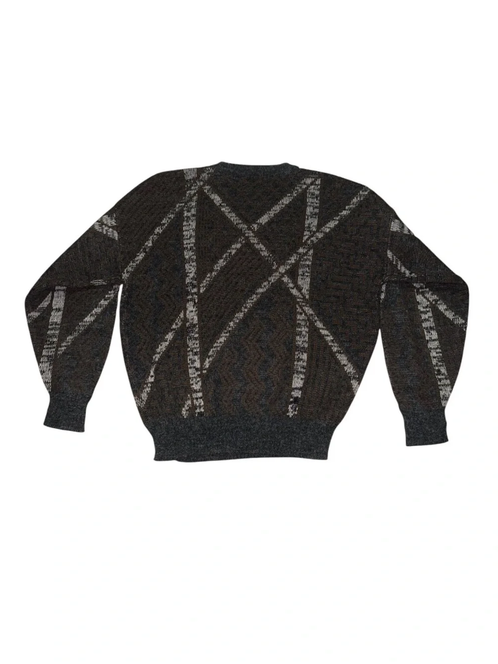 Men's Patterned Charcoal Crewneck Sweater